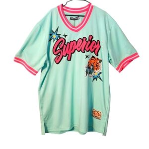 Rebel Minds Men's Mint And Pink V- Neck Graphic Tee Size 5XL